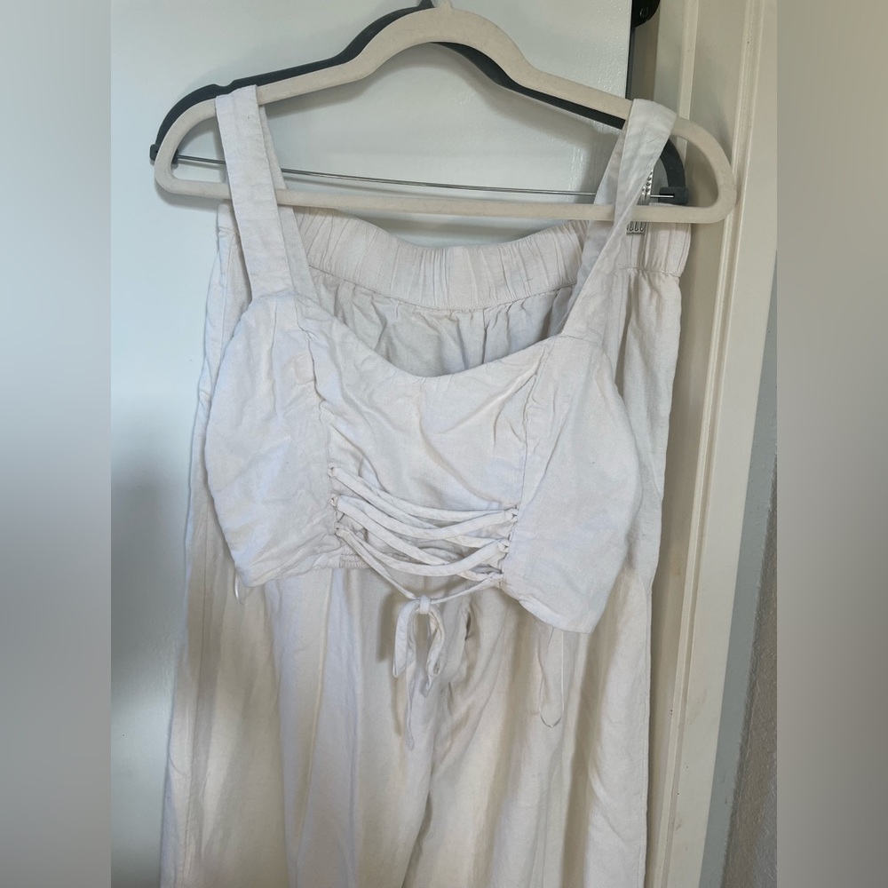 Abercrombie linen White Corset-Style Top and pants set